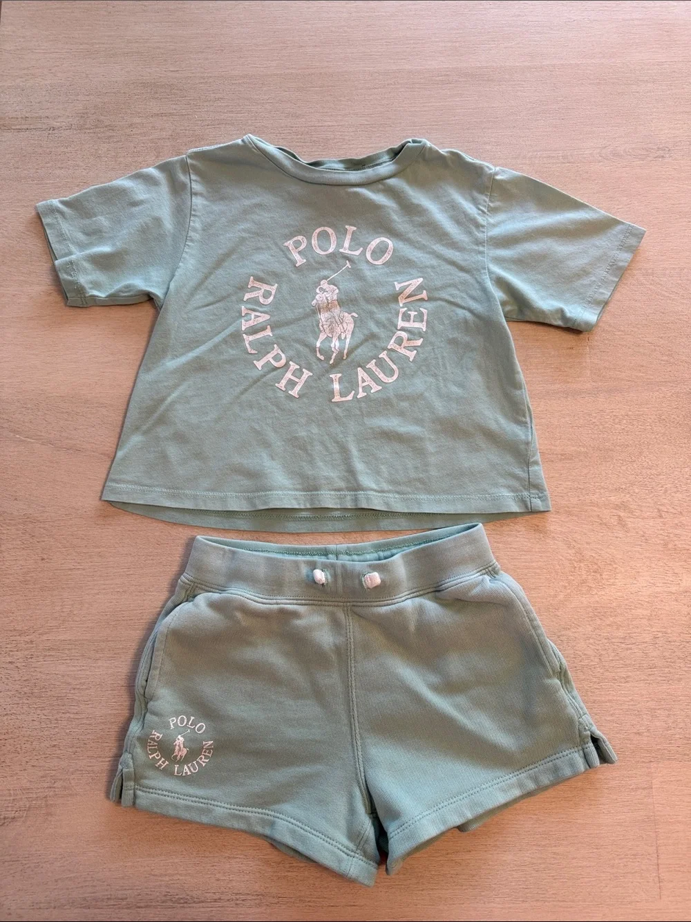 Polo by Ralph Lauren Sage Green Logo Kids Matching Set